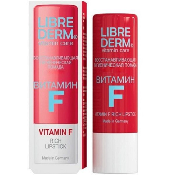 Восстанавливающая полужирная гигиеническая помада Librederm Витамин F, 4 г