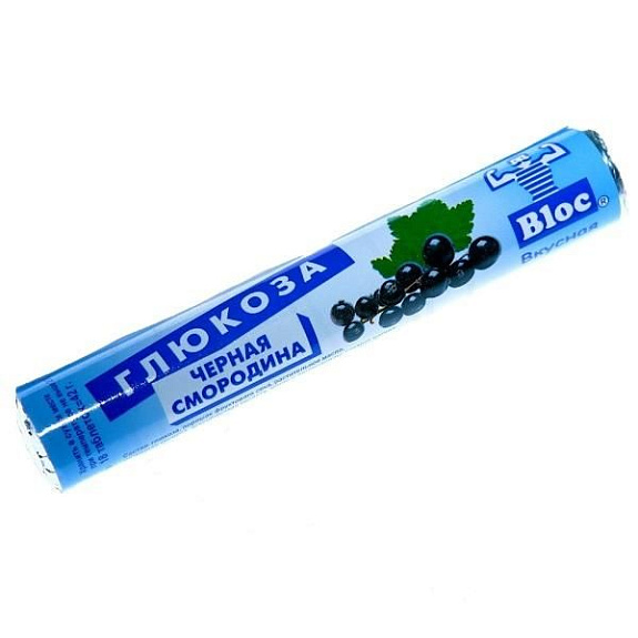 Блок глюкоза с витамином c ароматом черной смородины таблетки жевательные Bloc 42 г, 18 шт