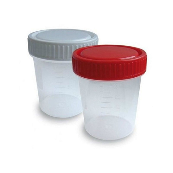 Контейнер для биоматериалов стерильный с ложкой-шпателем полимерный с крышкой в индивидуальной упаковке Клинса 60 мл., 1 шт