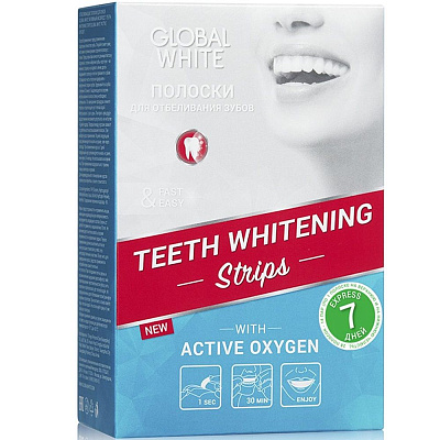 Отбеливающие полоски для зубов Global White Active Oxygen, 7 шт
