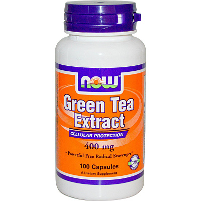 Экстракт зелёного чая Green Tea Extract для уменьшения чувства усталости и улучшения умственной деятельности 400 мг Now Foods, 100 шт
