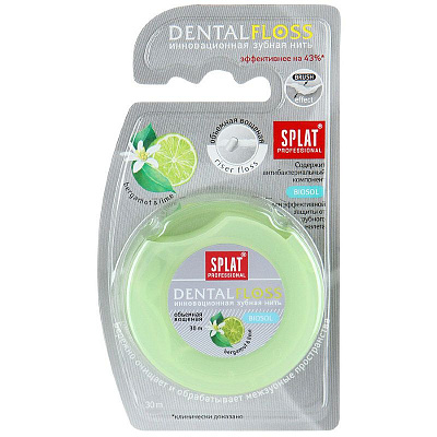 Зубная нить dentalfloss с ароматом бергамота и лайма Splat, 30 м