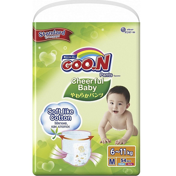 Подгузники-трусики Goon Cheerful Baby M 6-11 кг, 54 шт