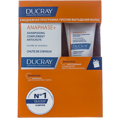 Набор против выпадения волос шампунь, 200 мл + кондиционер, 50 мл Ducray Anaphase+, 2 шт
