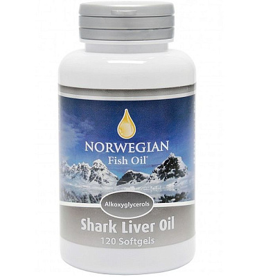 Омега-3 Жир печени акулы Shark Liver Oil Norwegian Fish Oil 690 мг, 120 капсул
