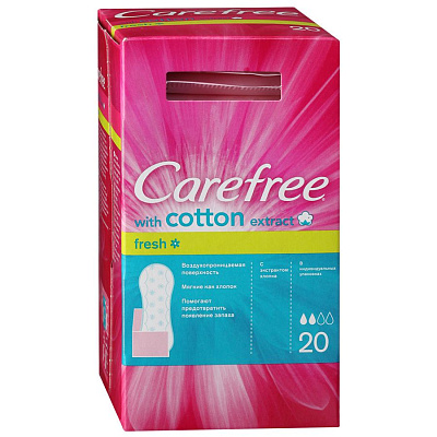 Салфетки ежедневные Carefree Cotton Fresh Экстракт хлопка ароматизированные, 20 шт