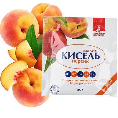Кисель Джели+ без сахара со вкусом персика, 25 г