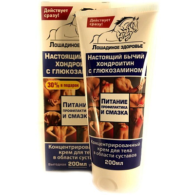 Крем для тела в области суставов Лошадиное здоровье Хондроитин с глюкозамином питание и смазка, 200 мл