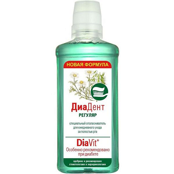 Специальный ополаскиватель для полости рта ДиаДент Регуляр DiaVit, 275 мл