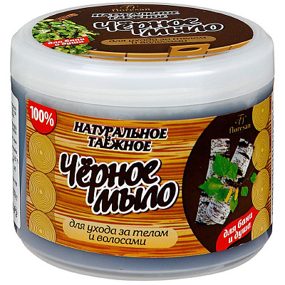 Мыло натуральное таежное черное для бани и душа для ухода за телом и волосами Floresan, 450 мл