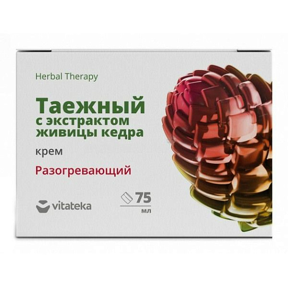 Разогревающий таежный крем для тела с экстрактом живицы кедра Vitateka, 75 мл