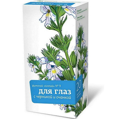 Фиточай "Алтай" №9 для глаз с черникой и очанкой, 20 фильтр-пакетов х 2 г