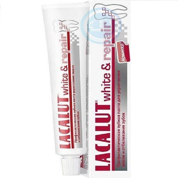 Зубная паста для укрепления эмали и отбеливания зубов Lacalut White&Repair, 75 мл