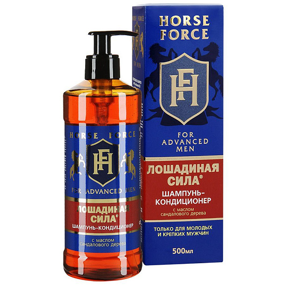 Шампунь-кондиционер с маслом сандалового дерева только для молодых и крепких мужчин Лошадиная сила, 500 мл