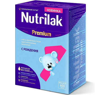 Сухая молочная адаптированная начальная смесь Nutrilak Premium, 600 г
