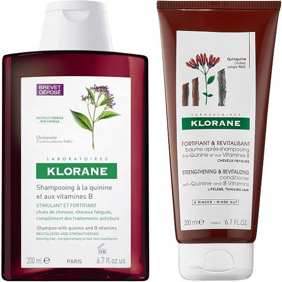 Набор Klorane шампунь с экстрактом хинина, 200 мл + бальзам-ополаскиватель с экстрактом хинина, 200 мл