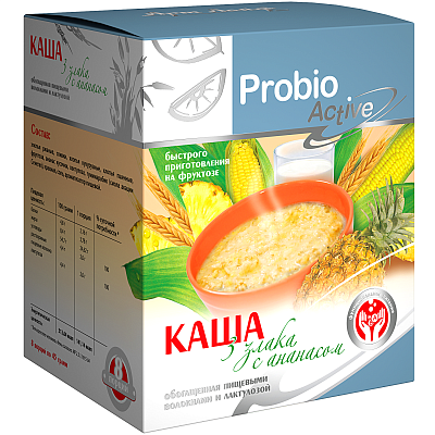 Каша 3 злака с ананасом низкокалорийная Probio Active Арт Лайф, 10 шт