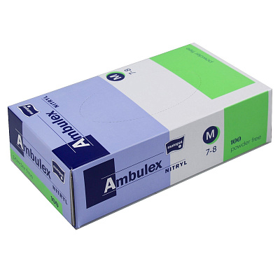 Перчатки смотровые нестерильные Matopat Ambulex Nitryl M (7-8), 100 шт
