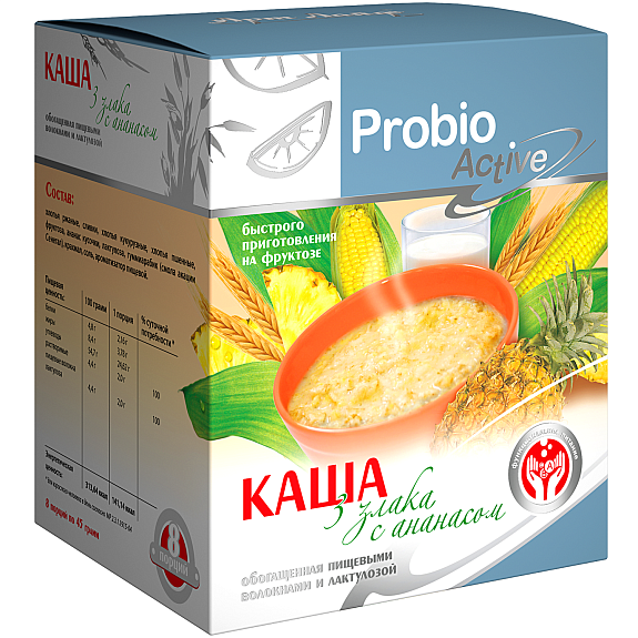 Каша 3 злака с ананасом низкокалорийная Probio Active Арт Лайф, 10 шт