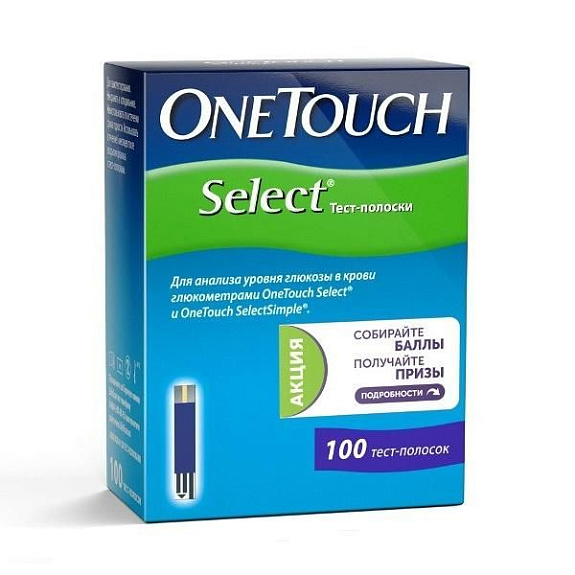 Тест-полоски select One Touch, 100 шт