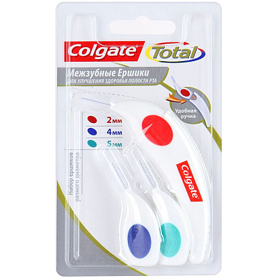 Межзубные ершики Total 2, 4, 5 мм Colgate, 3 шт
