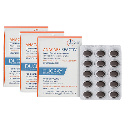 Капсулы для волос и кожи головы Ducray Аnacaps Reactiv, 30х3 капсул