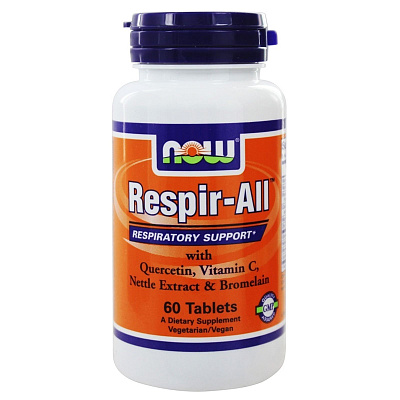 Respir-All, Сезонная аллергия, Витамины С и B, Now Foods, 60 таблеток