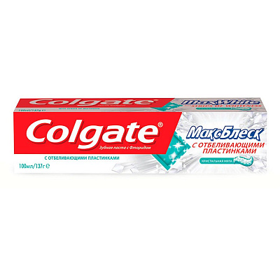 Зубная паста Макс Блеск с отбеливающими пластинками Colgate, 100 мл