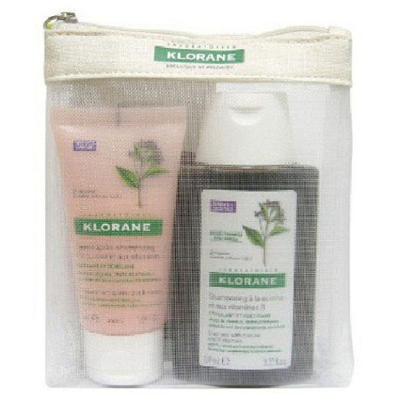 Набор Klorane рост и укрепление волос мини: шампунь 100 мл + бальзам 50 мл с хинином и витаминами B
