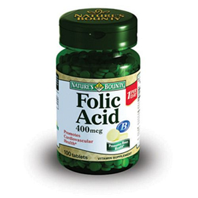 Фолиевая кислота  Здоровье кровеносной и иммунной систем Nature's Bounty  400 мкг, 100 таблеток
