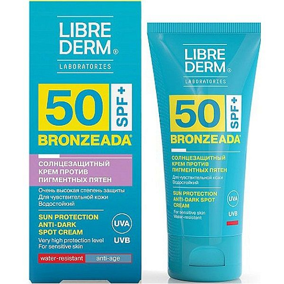 Солнцезащитный крем против пигментных пятен Librederm Bronzeada SPF50, 50 мл