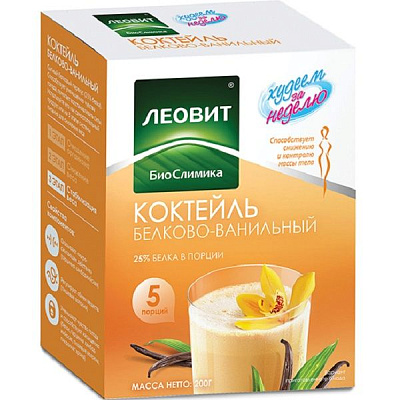 Коктейль для снижения веса Леовит белково-ванильный Худеем за неделю, 5 порций