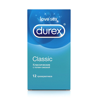 Презервативы classic с гелем-смазкой Durex, 12 шт