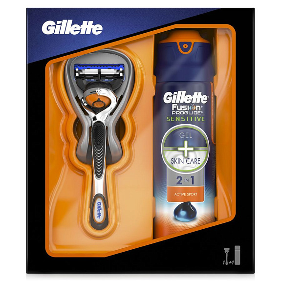 Набор для бритья Gillette Fusion ProGlide Flexball (гель для бритья для чувствительной кожи, 75 мл + станок + кассета)