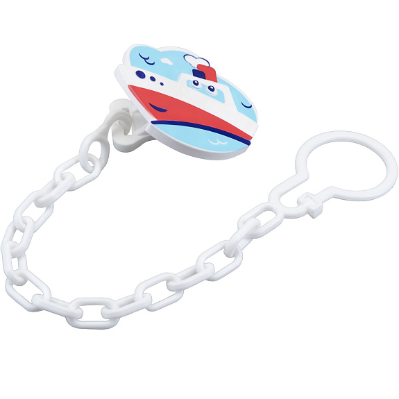 Прищепка для пустышки с цепочкой Кораблик Курносики