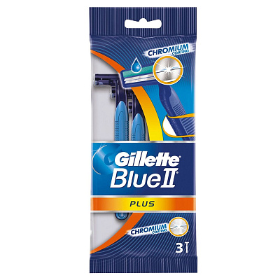 Бритвы одноразовые blue ii plus Gillette, 3 шт