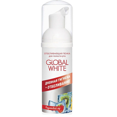 Отбеливающая пенка для полости рта Global White Фруктовый лед, 50 мл