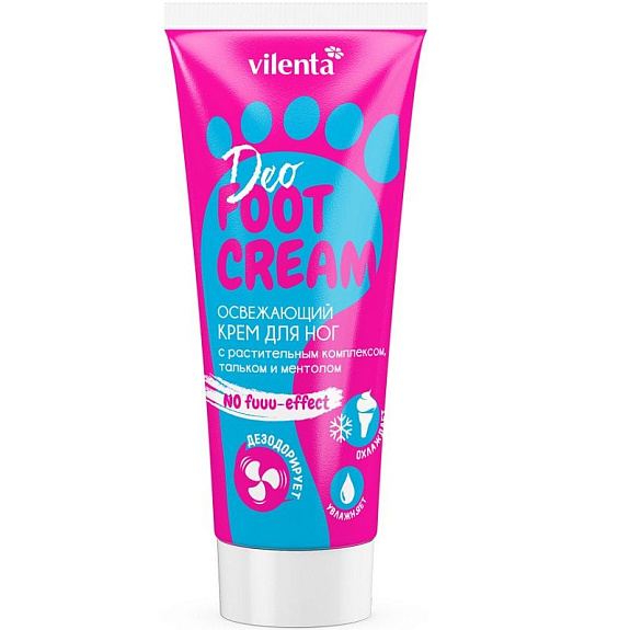 Освежающий крем для ног с растительным комплексом, тальком и ментолом Vilenta, 75 мл