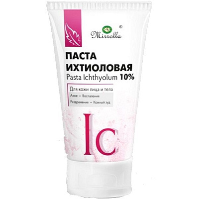 Ихтиоловая паста 10% против угревой сыпи Мирролла, 40 мл