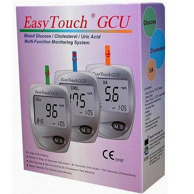 Анализатор крови портативный биохимический Easy Touch GCU 3 в 1 глюкоза, холестерин и мочевая кислота