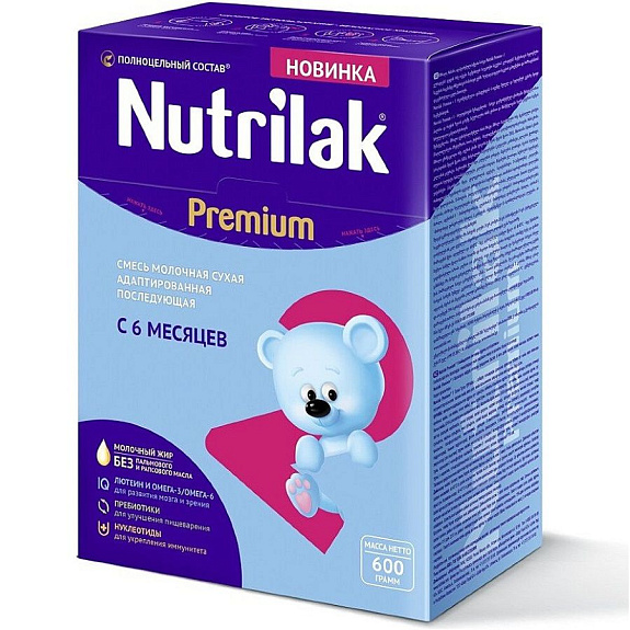 Сухая молочная адаптированная последующая смесь Nutrilak Premium 2, 600 г