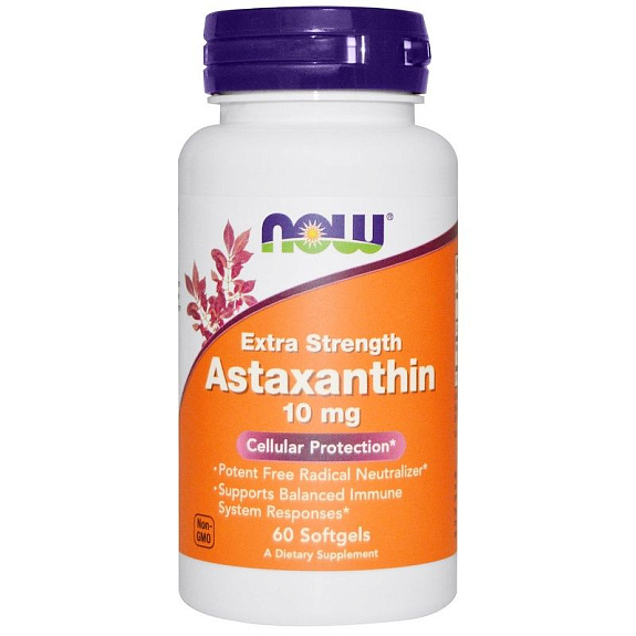 Усиленный астаксантин Extra Strength Astaxanthin Now Foods 10 мг, 60 шт