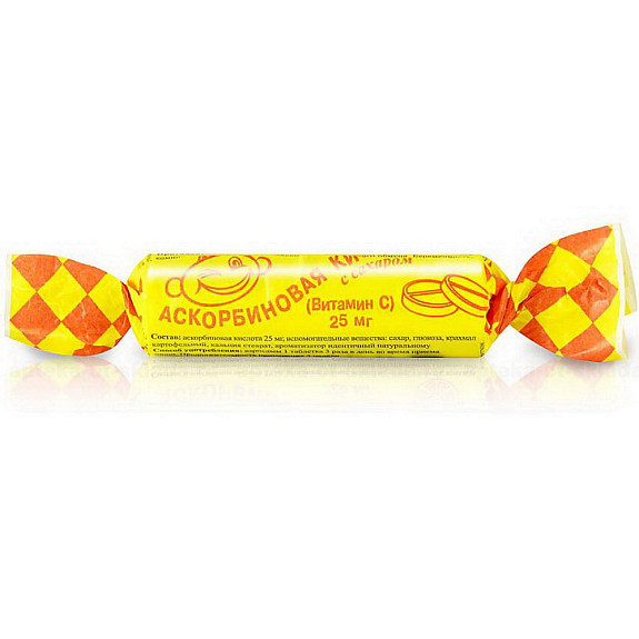 Аскорбиновая кислота крутка с сахаром 3г Аскопром, 10 шт