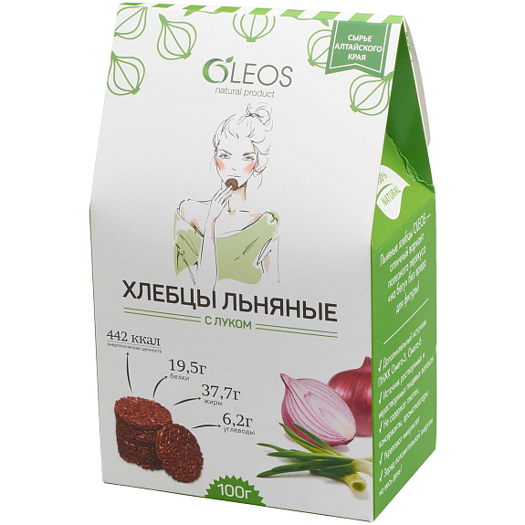 Хлебцы льняные с луком Oleos, 100 г