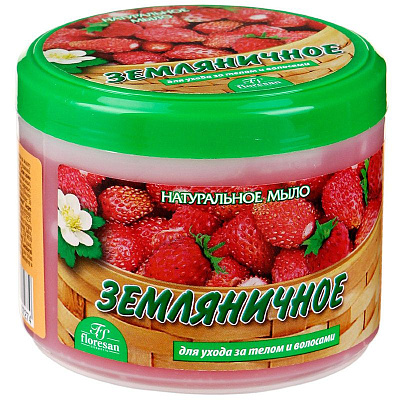 Мыло земляничное натуральное для ухода за телом и волосами Floresan, 450 мл