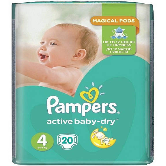 Подгузники для детей Active Baby-Dry Pampers 8-14 кг, 20 шт