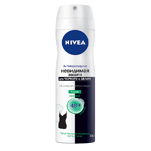 Антиперспирант невидимая защита для черного и белого Fresh спрей Nivea, 150 мл
