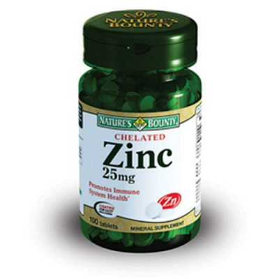 Хелат Цинка, Улучшение состояния кожи, волос и ногтей, Nature's Bounty, 25 мг, 100 таблеток