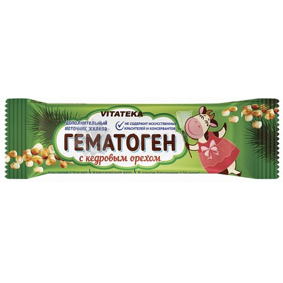 Гематоген с кедровым орехом Vitateka, 40 г.