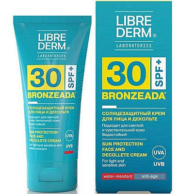 Солнцезащитный крем для лица и зоны декольте Librederm Bronzeada SPF30, 50 мл